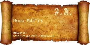 Hess Márk névjegykártya